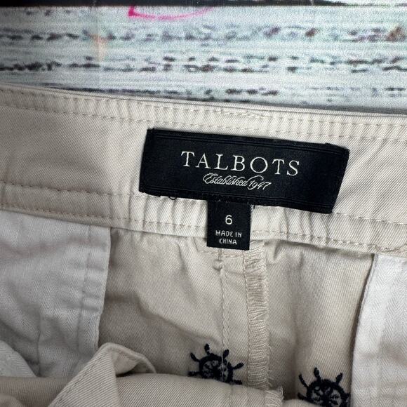 Talbots Cream Color Embroidered Sail Boat Wheel Pencil Skirt 6 - Picture 2 of 3